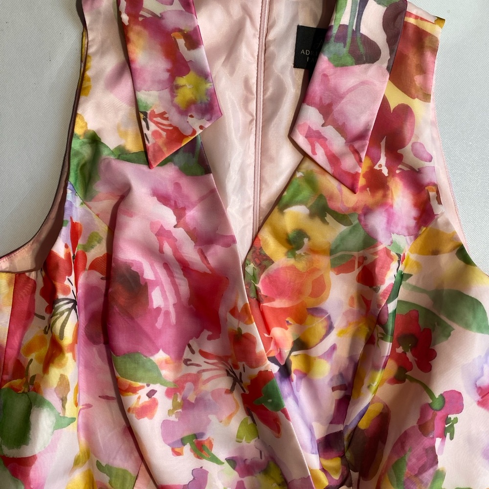 NEW Womens Plus 14W Adrianna Papell Print High-Low Midi Dress Pink Multi $259 - Picture 11 of 12